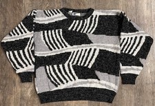 Vintage SWEATERS 90  s Italia Wool Blend Funky Knit Sweater Large Made In Italy