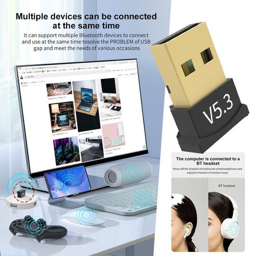 USB Bluetooth Dongle 5.3 Adapter PC Laptop Wireless R0X9 11 For Windows Y2O3 - Zdjęcie 8 z 17