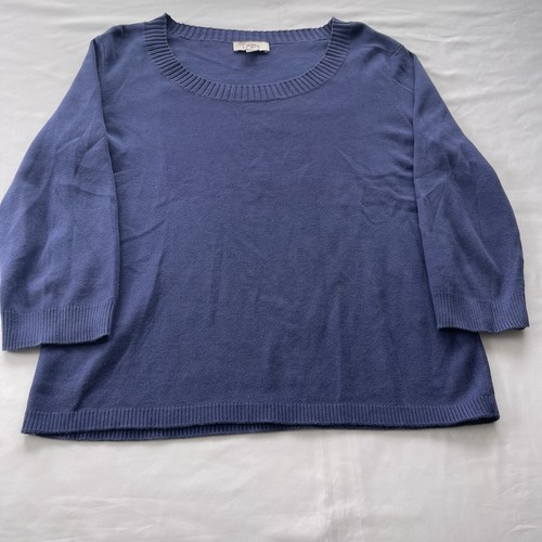 Ann Taylor LOFT Women’s Blue Long Sleeve Crewneck Pullover Knit Sweater Size XL - Picture 1 of 6