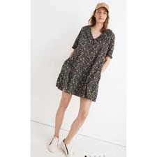 Madewell Ruffle Button-Front Trapeze Shift Dress in Folkmagic Floral Size Medium