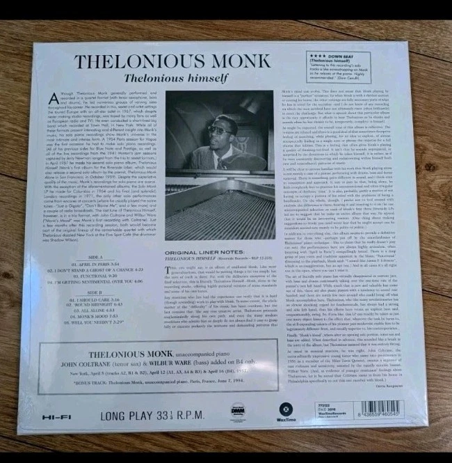 Thelonious Himself +1 Bonus Track (Vinyl) New and Sealed, Beautiful Edition - Image 3 of 3