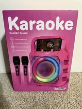 Joyc Karaoke Bluetooth Speaker with 2 Wireless Microphones and LED Ring Light