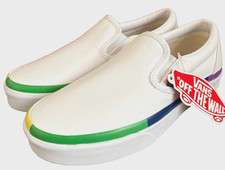 Vans Classic Slip On RAINBOW PRIDE White Size 3.5M/5W UNISEX