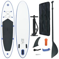 VidaXL Stand Up Paddle Board Set SUP Surfboard Inflatable Blue and White