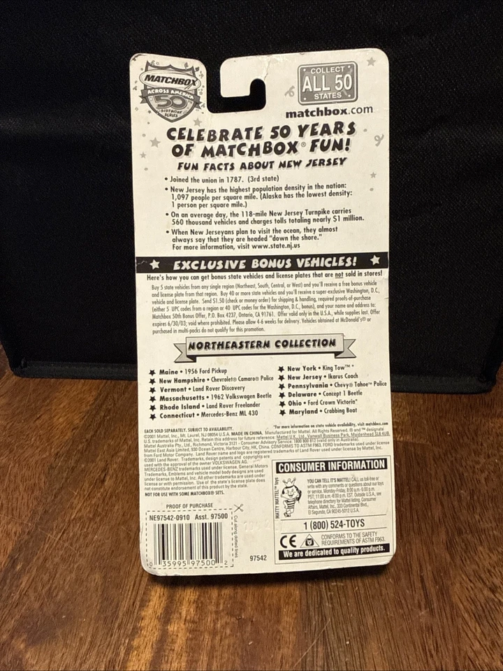 2001 MATCHBOX ACROSS AMERICA IKARUS COACH Blue 50Th BIRTHDAY SERIES New Jersey - Image 3 of 3