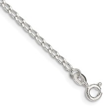 Sterling Silver 2mm Open Elongated Link Chain Anklet Womens
