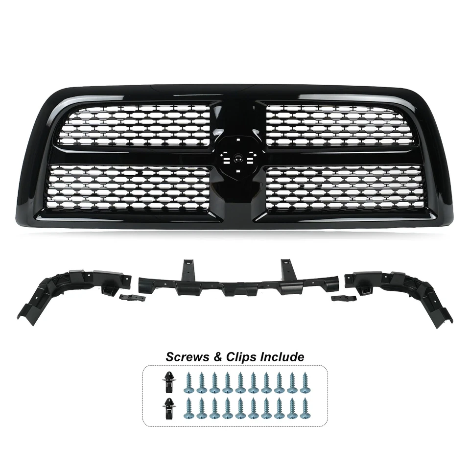 Front Bumper Grille Grill For 2010-2018 Ram 2500/3500 Upgrade Gloss Black Foto 2 de 4
