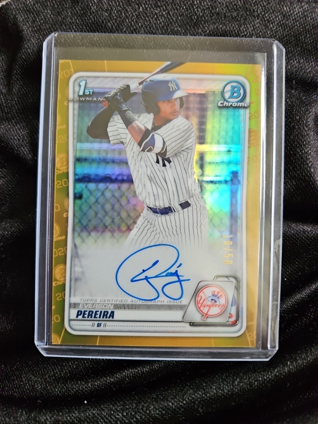 Everson Pereira 2020 Bowman #CPA-EP Chrome Prospect Auto - Gold Refractor /50