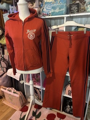 Vintage Juicy Couture Red Cotton Tracksuit Navy Stripe Zip Jacket
