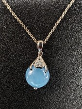 Jade-Silberhalskette Himmelblauer Topas