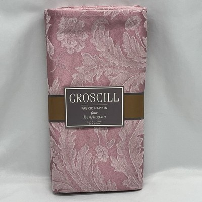 Croscill Kensington Mauve Rose Floral Damask Fabric Napkins Set of 4 20x20 NEW