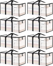 8 Pack Extra Large Clothes Storage Bins with Lids, Moving Bags, Clear