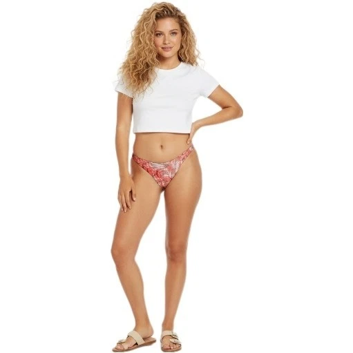 Biquíni Volcom Feminino Atrevido Parte Inferior M Coral Floral Estampa Tropical Hipster Natação N - Imagem 2 de 4
