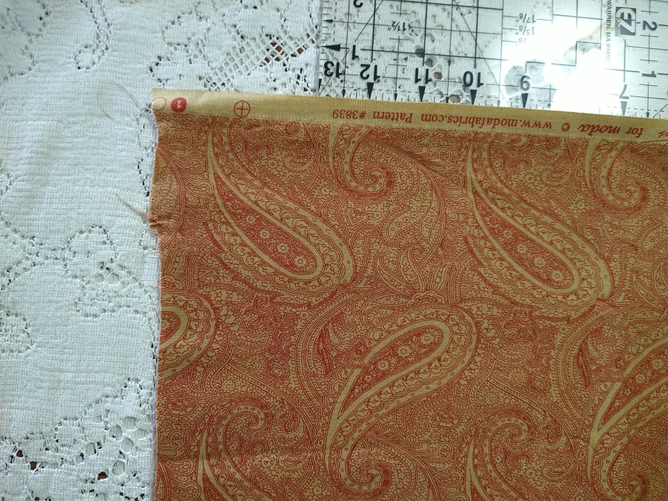 Chocolat by 3 Sisters for Moda Red Paisley on Tan Cotton BTHY 18x43" - Image 4 of 4