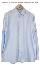 Suitsupply Men's Formal Shirt 46/18 Slim Blue Cotton Long Sleeve Classic