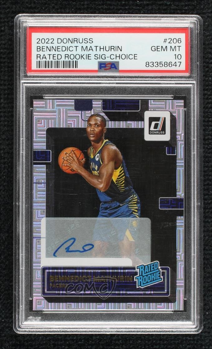 2022 Donruss Choice Signatures Bennedict Mathurin #206 PSA 10 Rookie Auto RC 3e0