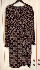 Principles Black Chain Print Dress UK 16 EUR 44 Long Sleeves