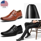 Men's Classic Casual Dress Loafers Shoes Formal Square Toe Shoes Wide Size