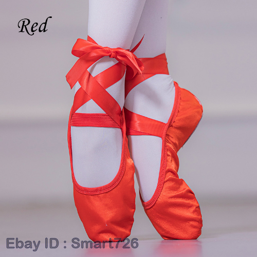 Damen Ballerinas Spitzenschuhe Satin weiche Sohle Kinder Ballerina Erwachsene Tanzschuhe - Bild 2 von 22