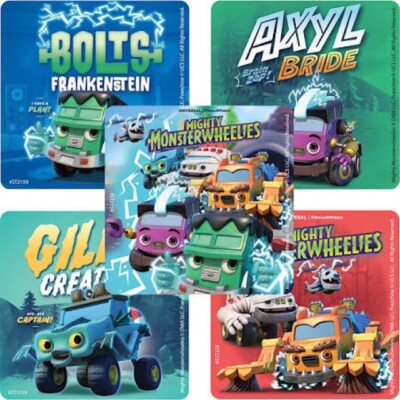 20 Mighty Monsterwheelies  Stickers Party Favor Teacher Supply Axyl Bolts Gill E