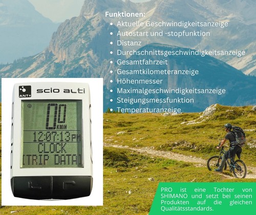 Pro Scio Alti ANT+ Funk Fahrradcomputer Fahrradtacho kabellos 23 Funktionen - Bild 11 von 13