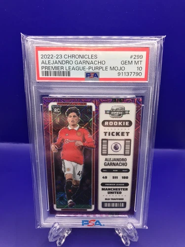 2022-23 Panini Chron Rookie Ticket Purple Mojo Alejandro Garnacho PSA10 MINT RC