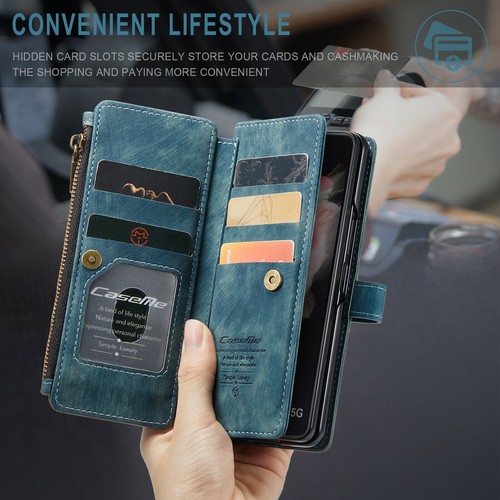 Magnetic Zipper Wallet Stand Case w/Strap Fr Samsung Galaxy Z Fold 6 / 5 / 4 / 3 - Picture 14 of 40