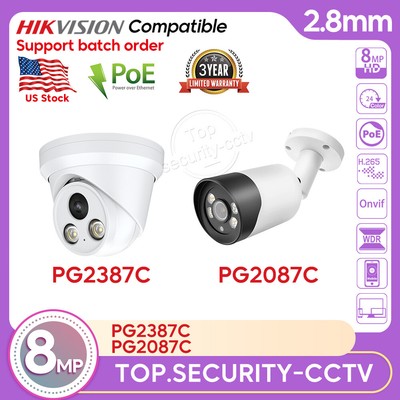 HIK Compatible ColorVu 8MP 4K PoE Full Color IP Camera Indoor Outdoor WDR