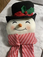 Large Snowman Head Christmas Decoration Holiday Style Hat Scarf Red White