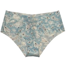 NWT VICTORIA'S SECRET No Show Cheeky Pantie Sz M-L-XL Light Blue Silver Stars