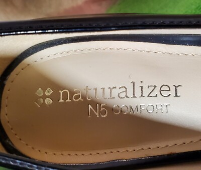 Naturalizer N5 Comfort Black Buckle Patent Heel Shoes Womens Size - Main Image