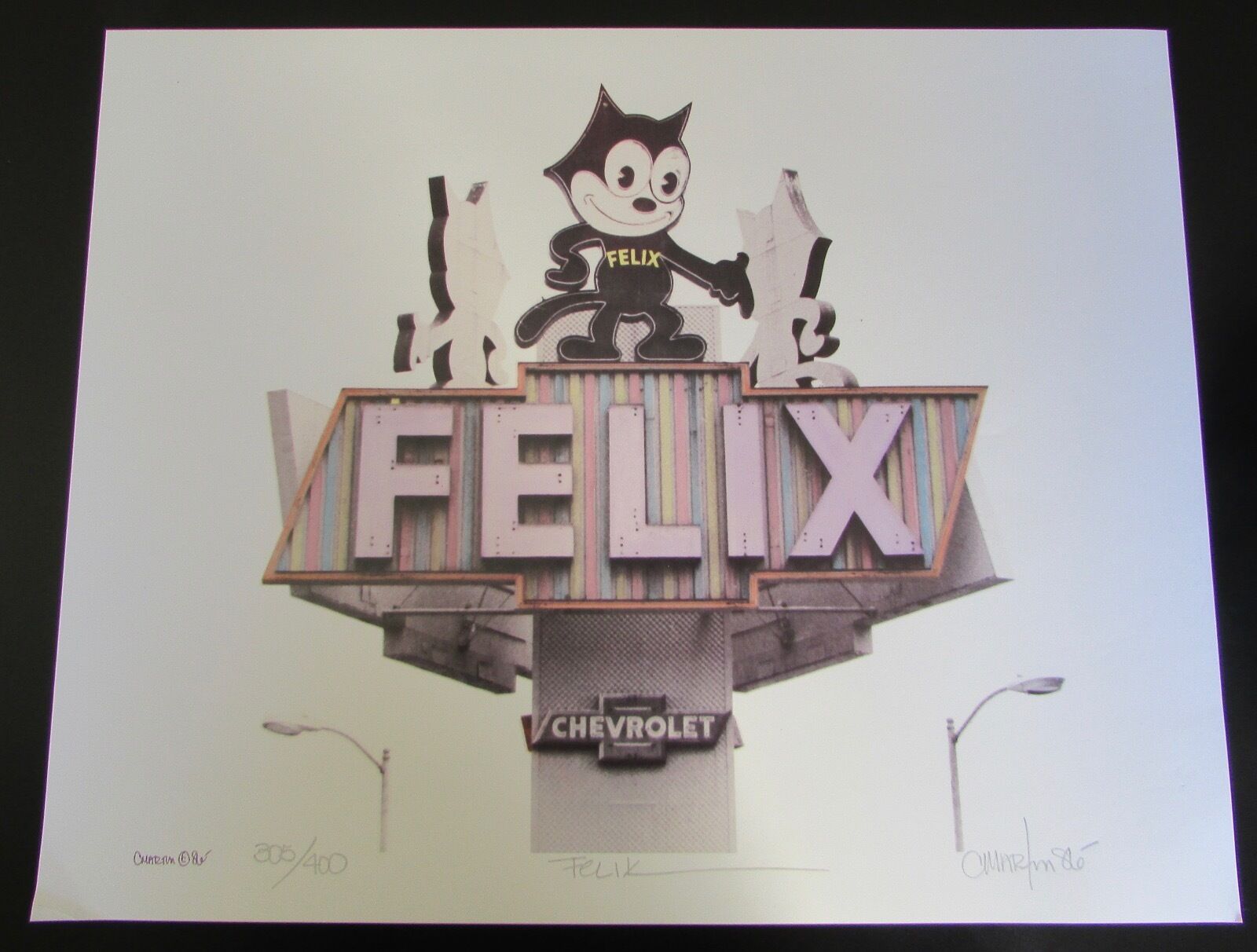 Felix the Cat Photograph Print by C Martin Blue Moon Graphics 305/400 1986 Popularne super mile widziane