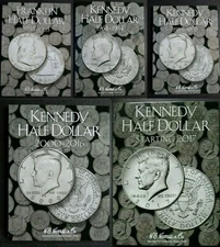 Set of 5 - He Harris Franklin Kennedy Half Dollar Coin Folders 1948-2026 Book