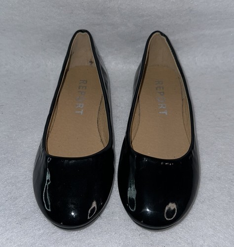 Report Girls Youth Black Patent Dress Shoes Size 1 Ballet Flats New - Picture 2 of 5