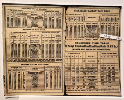 1873 PERKIOMEN CHESTER VALLEY PICKERING VALLEY RAILROAD COLEBROOKDALE BRIDGEPORT