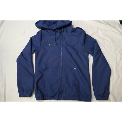 VOLCOM Juniors Enemy Lines Blue Hooded Windbreaker Size Small (10)