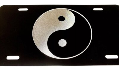 NEW Yin and Yang symbol Diamond Etched Engraved License Plate Car Tag Gift