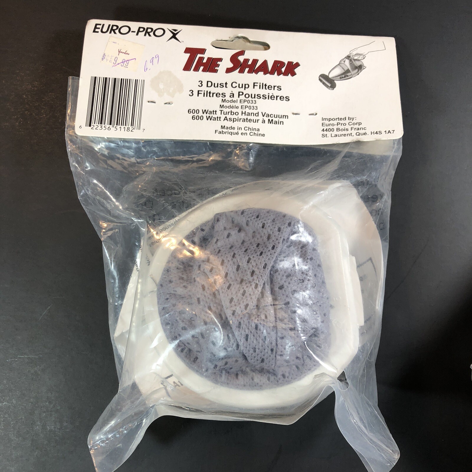 Lot of 2 EuroPro X SHARK HEPA Replacement Filter Dust Cups EP033 NEW