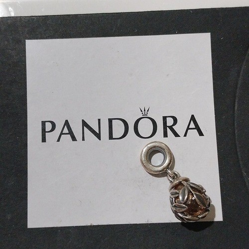 Charm Pandora in argento sterling con foglie di alloro con zirconi champagne - 791407ccz - Foto 4 di 4