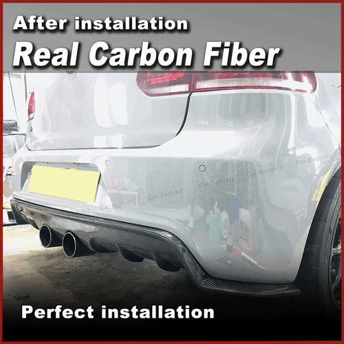 Difusor de carbono difusor trasero alerón trasero aletas se adapta a VW Golf 6 R R20 12-14 - Imagen 3 de 11