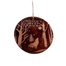 Winter Wolf Worlds Best Friend - cedar ornament