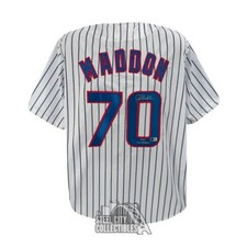 Joe Maddon 2016 WS Champs Autographed Chicago White Pinstripe Custom Jersey -BAS