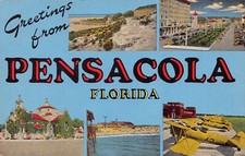 Pensacola Florida FL Greetings From Large Letter Multi-Scene Postcard