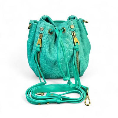 Joelle Hawkens Sea Green Drawstring Shoulder Bag Purse Satchel