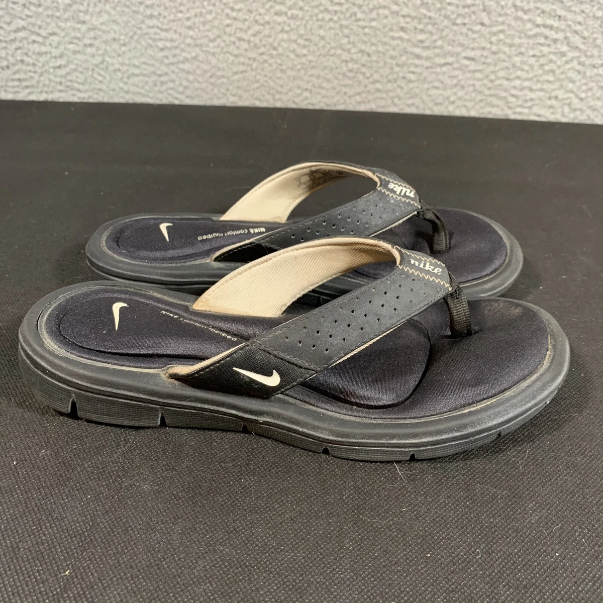 Nike Comfort Footbed Womens Flip Flop Thong Sandals Black Size 5