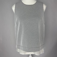 Banana Republic Sleeveless Black White Blouse Sheer Lining Textured Small