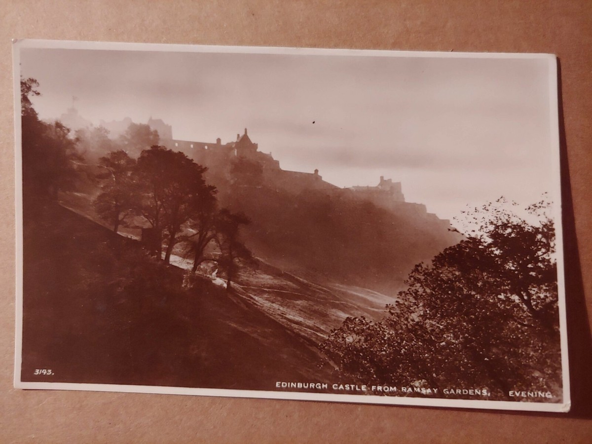 RPPC Edinburgh Castle from Ramsay Gardens 3143 Real Photo Postcard
