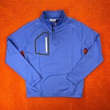 PETER MILLAR Mens SMALL Forge Performance Quarter-Zip Pullover Sapphire Blue NEW