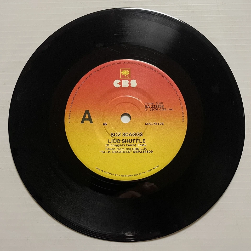 Boz Scaggs Lido Shuffle / What Can I Say Vinyl Record 7” 45RPM BA222256 CBS 1976 - Image 3 of 4