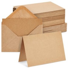 48 Pack Kraft Brown Blank Greeting Cards with Envelopes, Folded Cardstock for...